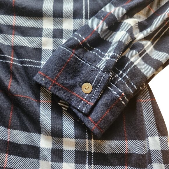 Polly & Esther Navy Blue Plaid Button Down Shirt Size Small - Picture 5 of 6
